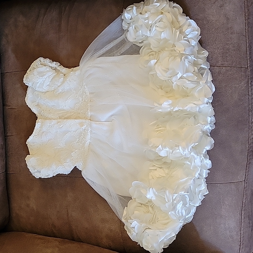 Nannette formal fancy rosette baby 12 month dress wedding baptism - Picture 7 of 9